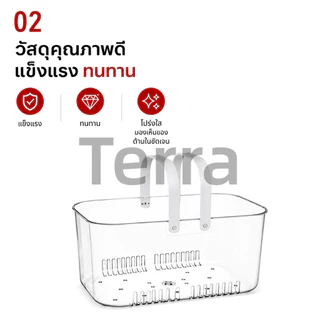 ตะกร้าอาบน้ำใส ตะกร้าพลาสติกใส สําหรับใส่ผลไม้ ที่เก็บเครื่องสําอาง ที่ใส่ของอเนกประสงค์