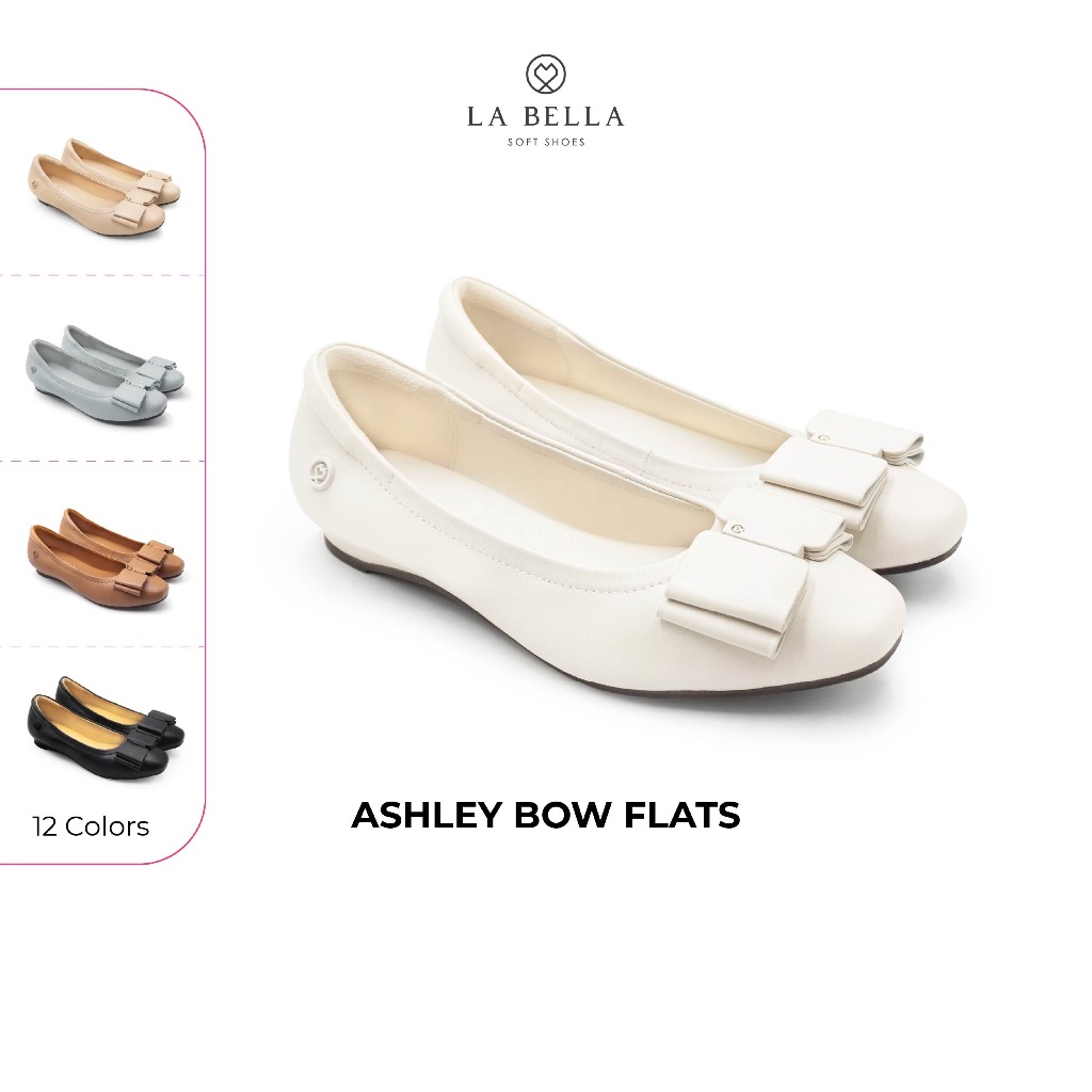 LA BELLA  รองเท้าคัชชูหนังแกะ รุ่น ASHLEY BOW FLATS - FORMAL COLOR