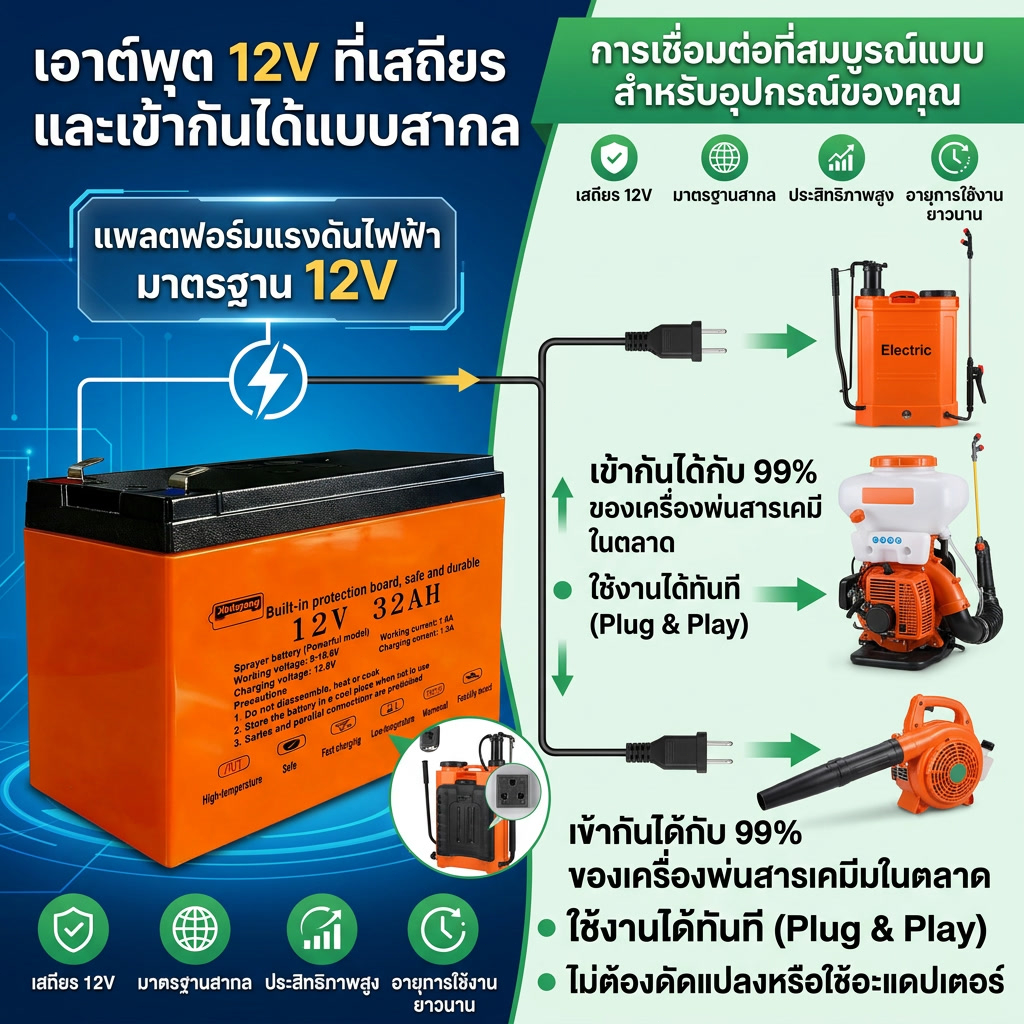 แบตเตอรี่เครื่องพ่นสารเคมี แบตเตอรี่ลิเธียมเครื่องพ่น 12V รูปที่ 5