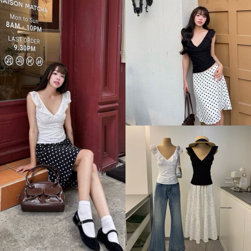 ส่งด่วน 🛵 𝐖𝐆.𝐖𝐄 9562 เสื้อแขนกุด ผ้าลูกไม้สุดละมุน