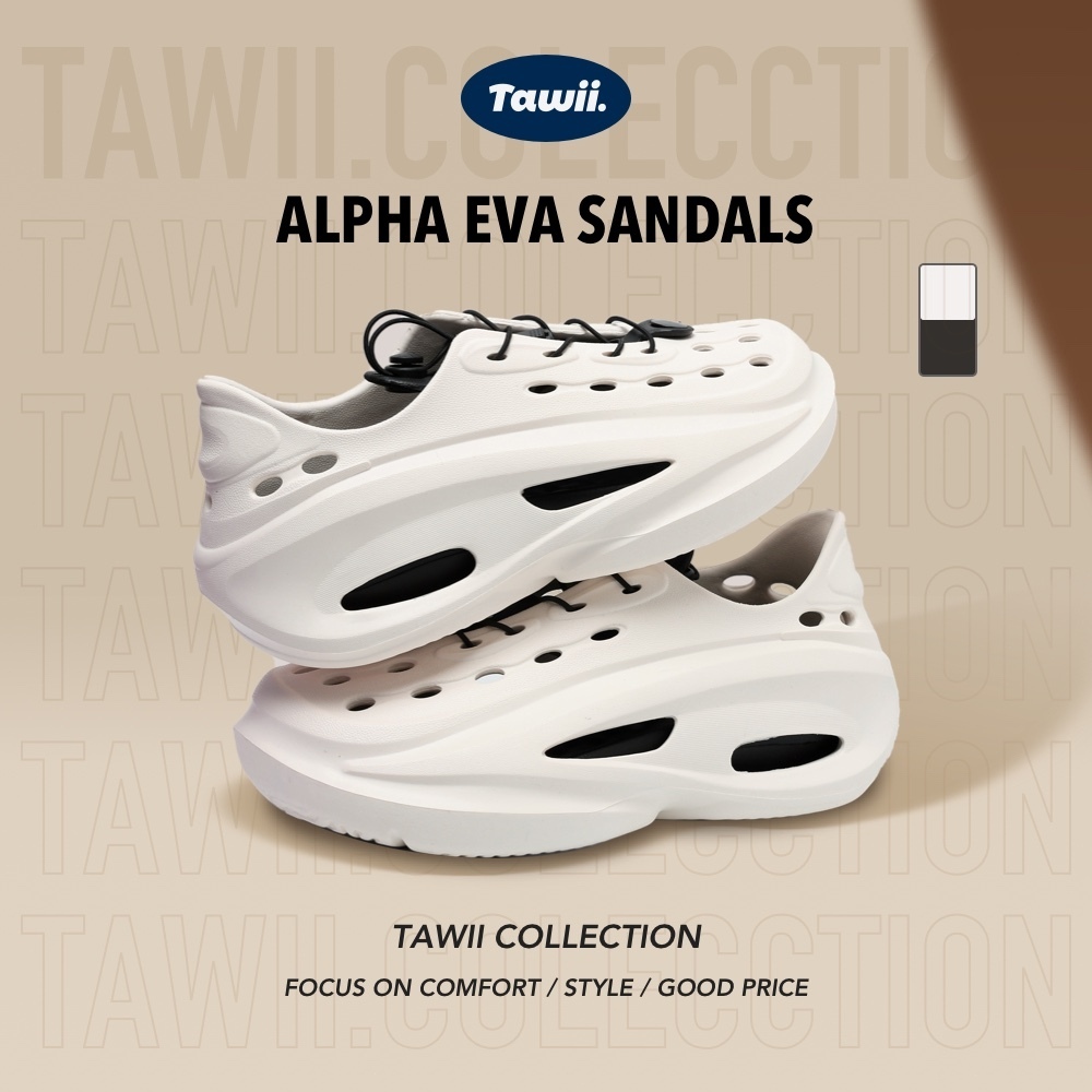Tawii. รองเท้าแตะ Eva สำหรับผู้ชาย รองเท้าแตะชายหาดกันลื่น สไตล์กีฬากลางแจ้ง 5 ซม ภายในมีพื้นรองเท้า