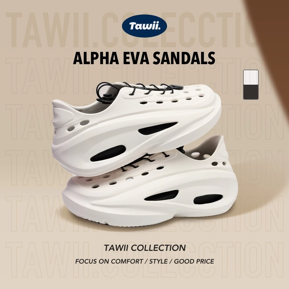Tawii. รองเท้าแตะ Eva สำหรับผู้ชาย รองเท้าแตะชายหาดกันลื่น สไตล์กีฬากลางแจ้ง 5 ซม ภายในมีพื้นรองเท้า