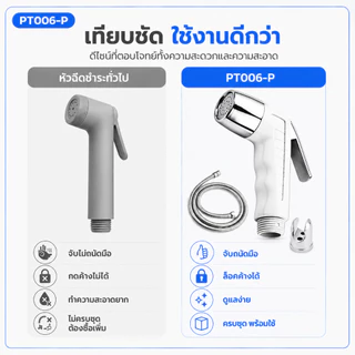 GRACEหัวฉีดชำระ ABS พลาสติก แข็งแรง ทนแรงกดและกระแทก พร้อมสายฉีดและขาจับ สำหรับทำความสะอาดสุขอนามัย คุ้มค่ามาก