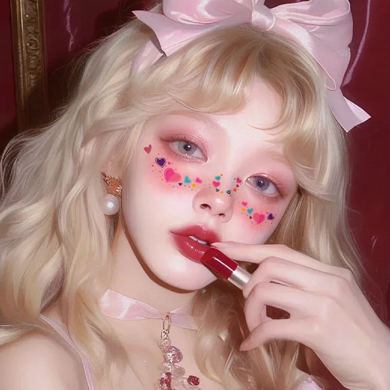 [ส่งฟรี] Face Tattoo 🎀 สติกเกอร์ติดหน้า สติกเกอร์ติดหน้าน่ารัก 48 แบบ (1 ชุดได้ 12 แผ่น) หลายลาย กันน้ำ สติกเกอร์ติดหน้า
