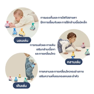 [สินค้าขายดี] HaaveBricks รถของเล่น 4 ชิ้น กดที่หัวแล้ววิ่ง เสริมพัฒนาการ ของเล่นกระตุ้นการคลาน