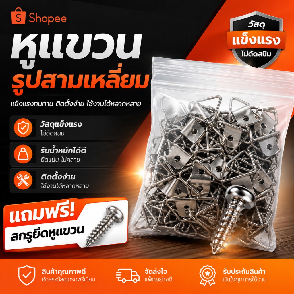 หูแขวนกรอบรูปพับใหญ่(แถมฟรีน๊อตสกรูคะ)