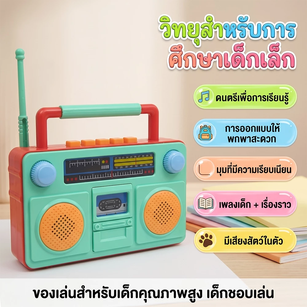 พร้อมส่ง ของเล่นเด็ก ของเล่นมีเสียง วิทยุของเล่นเด็ก เพลง+ไฟ ฝึกสมอง พกพาสะดวก วัสดุ ABS คุณภาพ