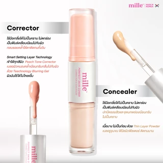 [ใหม่ มี 2 สีให้เลือก] MILLE DUO PERFECT SKIN COVER CORRECTOR & CONCEALER คอร์เรคเตอร์ และ คอนซีลเลอร์ 5g.+ 5g.