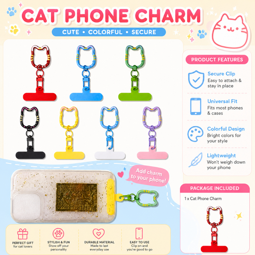 ✨ [พร้อมส่ง] พวงกุญแจแมวน่ารัก สายห้อยโทรศัพท์ ตัวล็อคสปริง จี้ห้อยมือถือสไตล์เกาหลี Y2K คิ้วท์สุดๆ แข็งแรง ทนทาน ✨