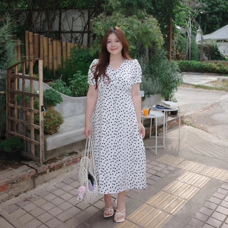 (❤️อกถึง 50") Dotty Darling Dress เดรสสาวอวบ ชุดสาวอวบ