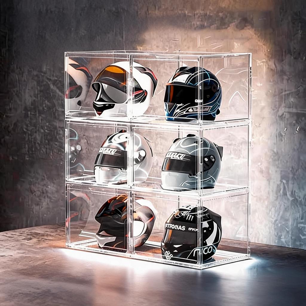 Transparent Extra-large Size Acrylic Helmet Storage Cabinet Handbag Organizer toy Display Clear Box