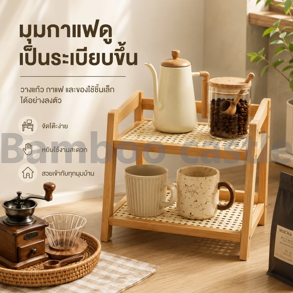 🐼 ชั้นวางของบนโต๊ะ ที่วางแก้วกาแฟ ชั้นวางอเนกประสงค์ ชั้นวางของ ประหยัดพื้นที่ ติดตั้งง่าย thumbnail 4