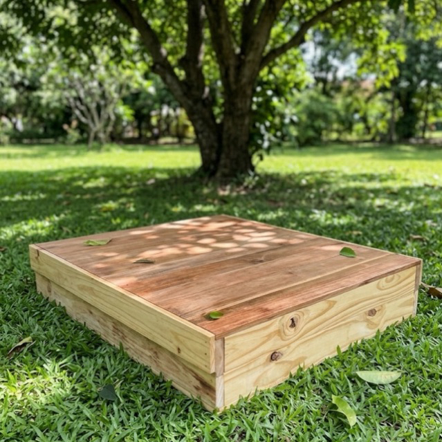 พาเลทไม้สน ฐานวาง คละสีคลาสสิกขนาด 90x100x20 เซนติเมตร