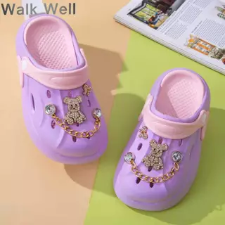 🐻WALK WELLส่งด่วน! รองเท้าโครกเด็กฤดูร้อน สีมาคารอน กันลื่น กันน้ำ ปลอดภัย สวมใส่สบาย เด็กชอบ💖