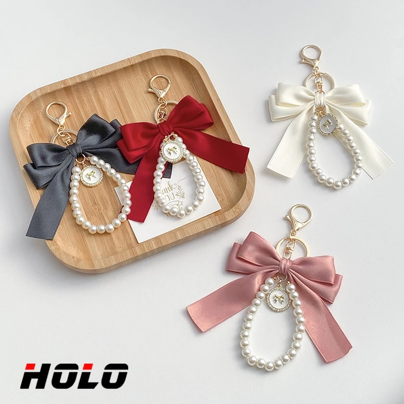 HOLO พวงกุญแจ เวอร์ชั่นเกาหลี โบว์ จี้มุก เหมาะสำหรับตกแต่งและจับคู่ กระเป๋าและกระเป๋าเงิน