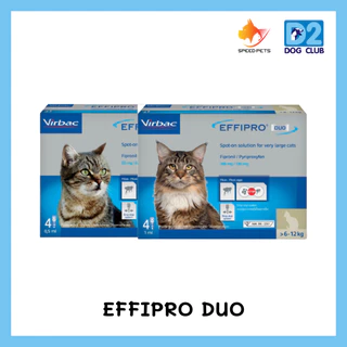 EFFIPRO DUO Spot-on Solution for cats ยาหยอดแมว เห็บ หมัด แมว สำหรับแมว บรรจุ 4 หลอด 1 กล่อง