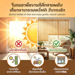ม่านไม้ไผ่ ผ้าม่าน กันแดด กว้าง*สูงปล่อยลงมา ม่านมู่ลี่ บังแดด บังฝน เหมาะสำหรับสนามหญ้า/ร้านกาแฟ/ระเบียง
