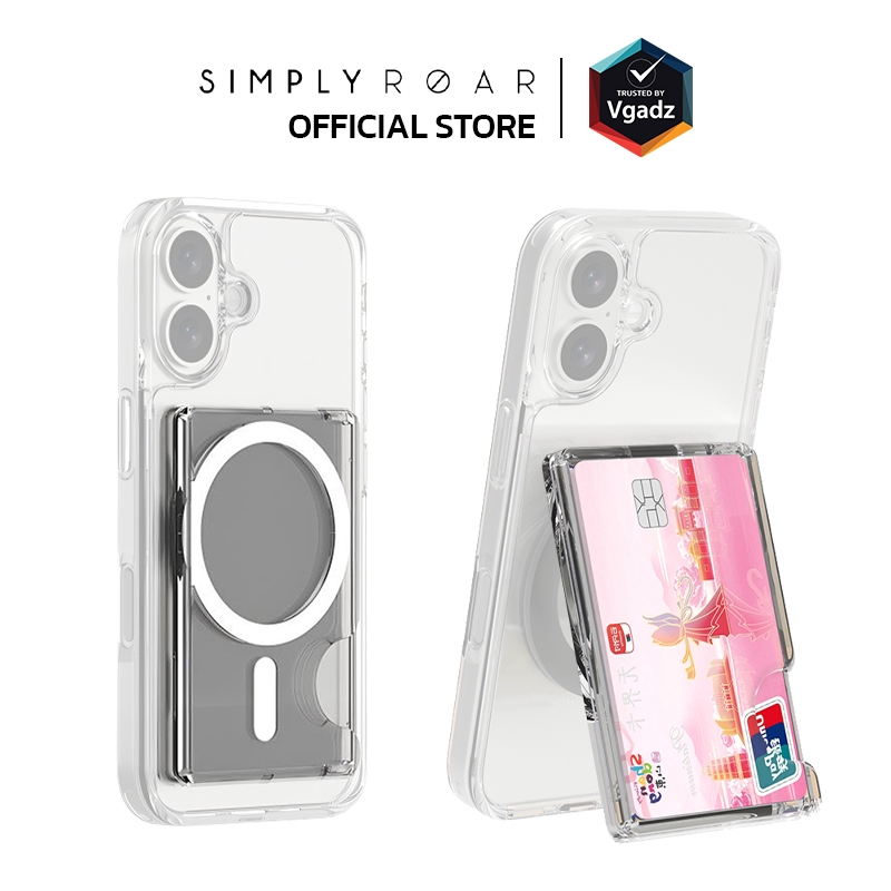 Simply Roar ที่เก็บบัตรติดหลังมือถือ รุ่น Magsafe Clear Card Pocket