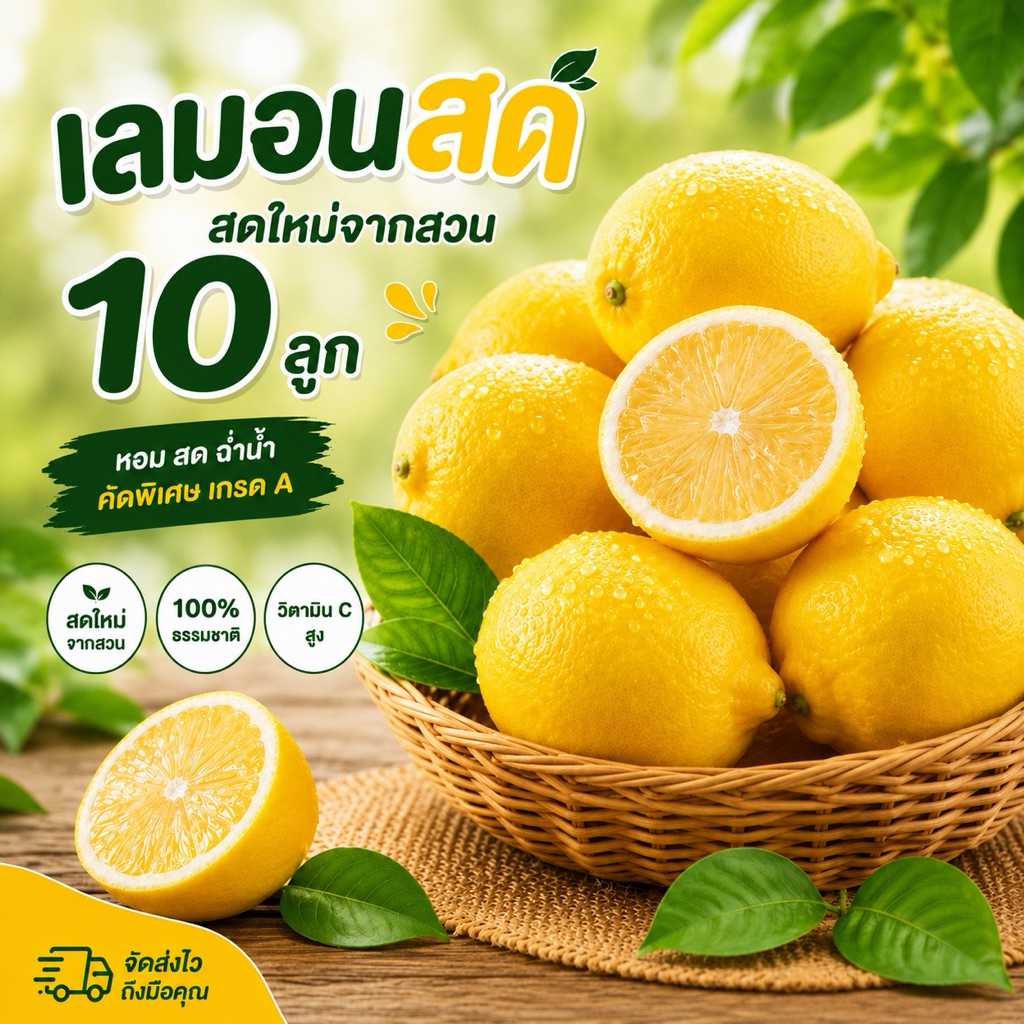 เลม่อนสด เลม่อนคัดเกรด🍋(10ลูก)