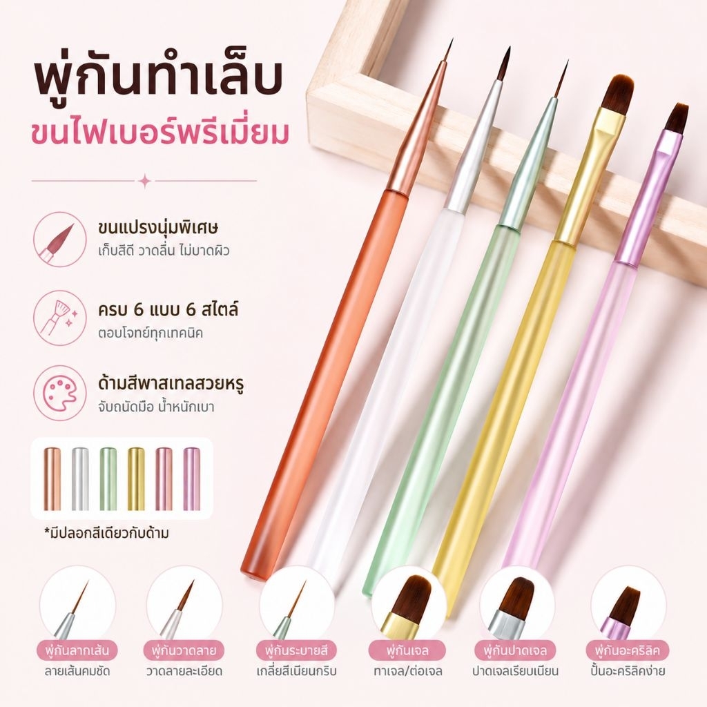 HONGNUO ● พู่กันเพ้นท์เล็บ ทาเจล Liner brush ขนแปรงนุ่มลื่น