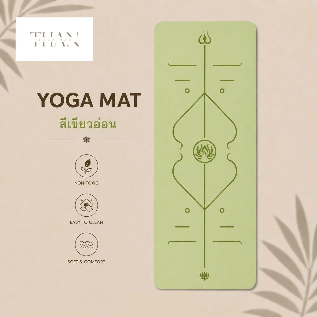 THAN yoga เสื่อโยคะ PU ยางพารา Pilates 5mm กันลื่น thumbnail 7