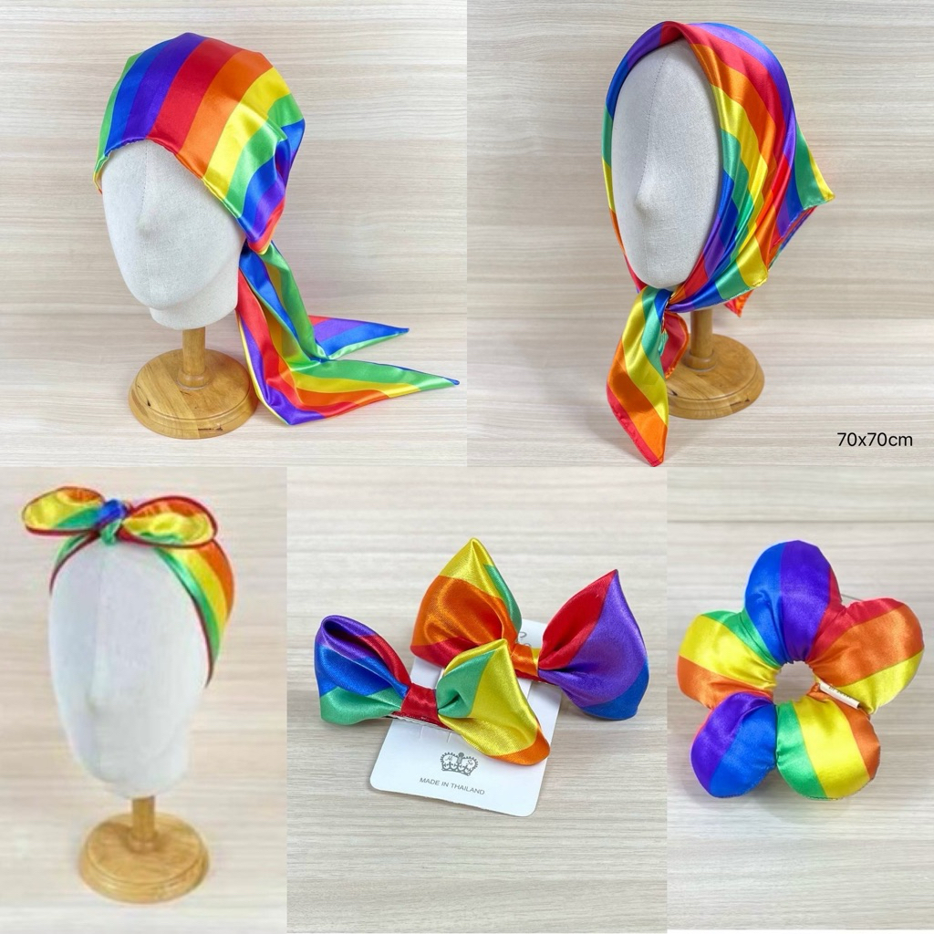 ผ้าโพกหัว ผ้าโพกผม สีรุ้ง pride month ส่งด่วนได้