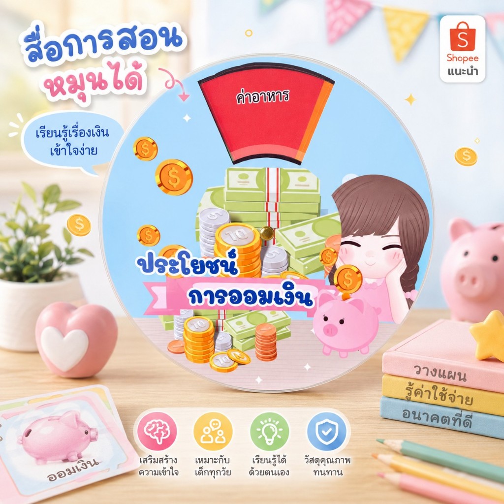 วงล้อ ประโยชน์ของการออมเงิน สื่อการสอนสังคมศึกษาสื่อเศรษฐศาสตร์ ไซส์เล็ก