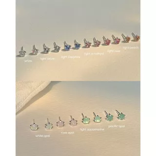 SissyJewelry // ต่างหูเงินแท้ รุ่น gem round stud (4mm) พลอยกลม4mm
