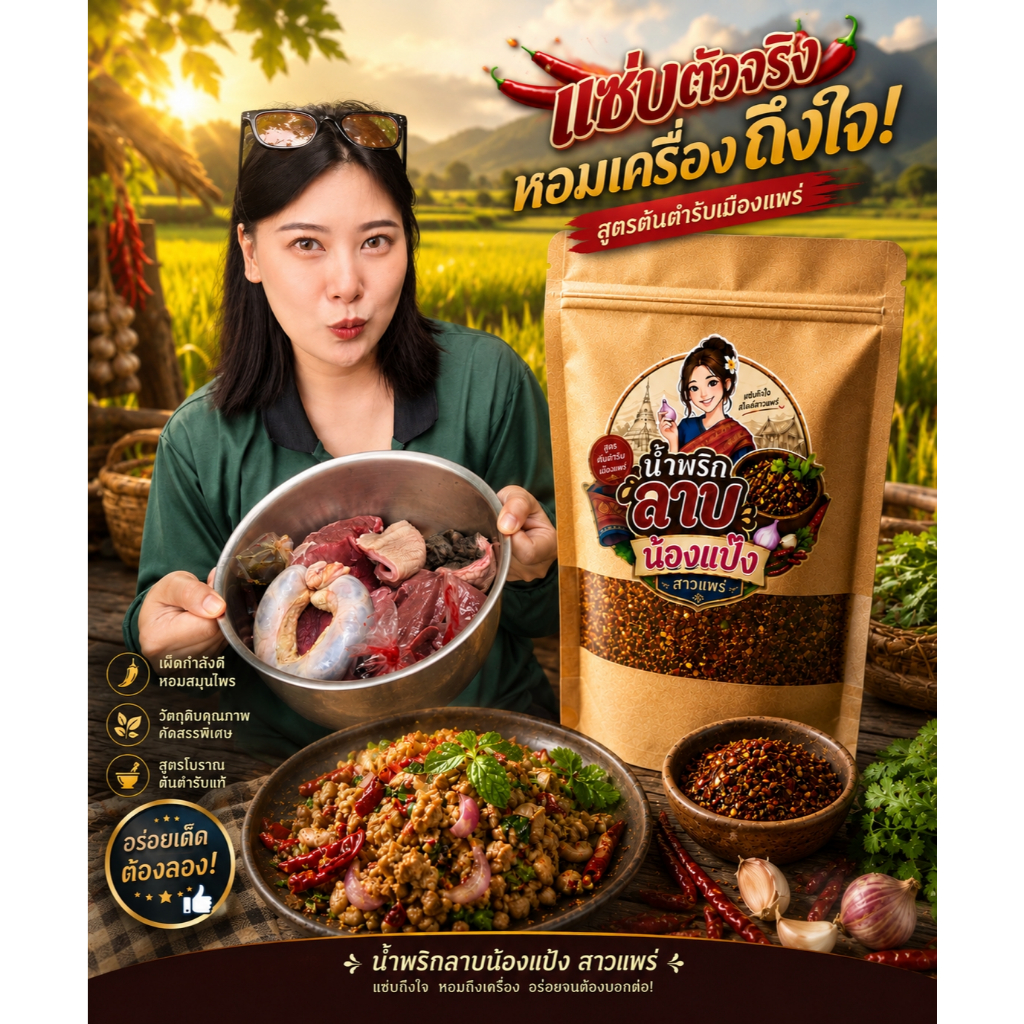 น้ำพริกลาบเหนือน้องแป้งสาวแพร่