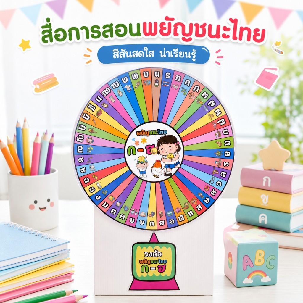 สื่อภาษาไทย วงล้อหมุนหรรษา พยัญชนะไทย