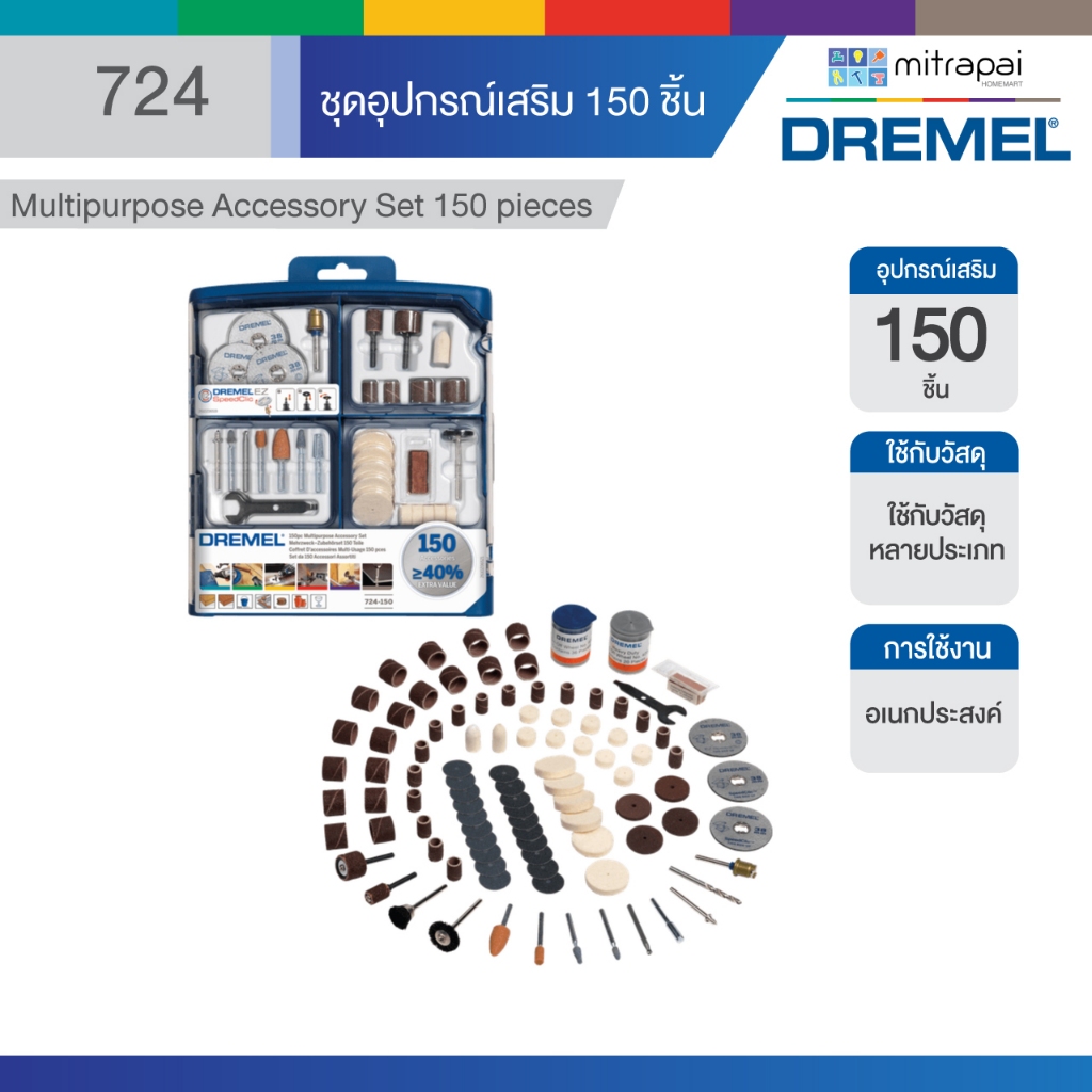 ชุดอุปกรณ์เสริม Dremel Multipurpose ACC Set 150Pcs CN Dremel(724)