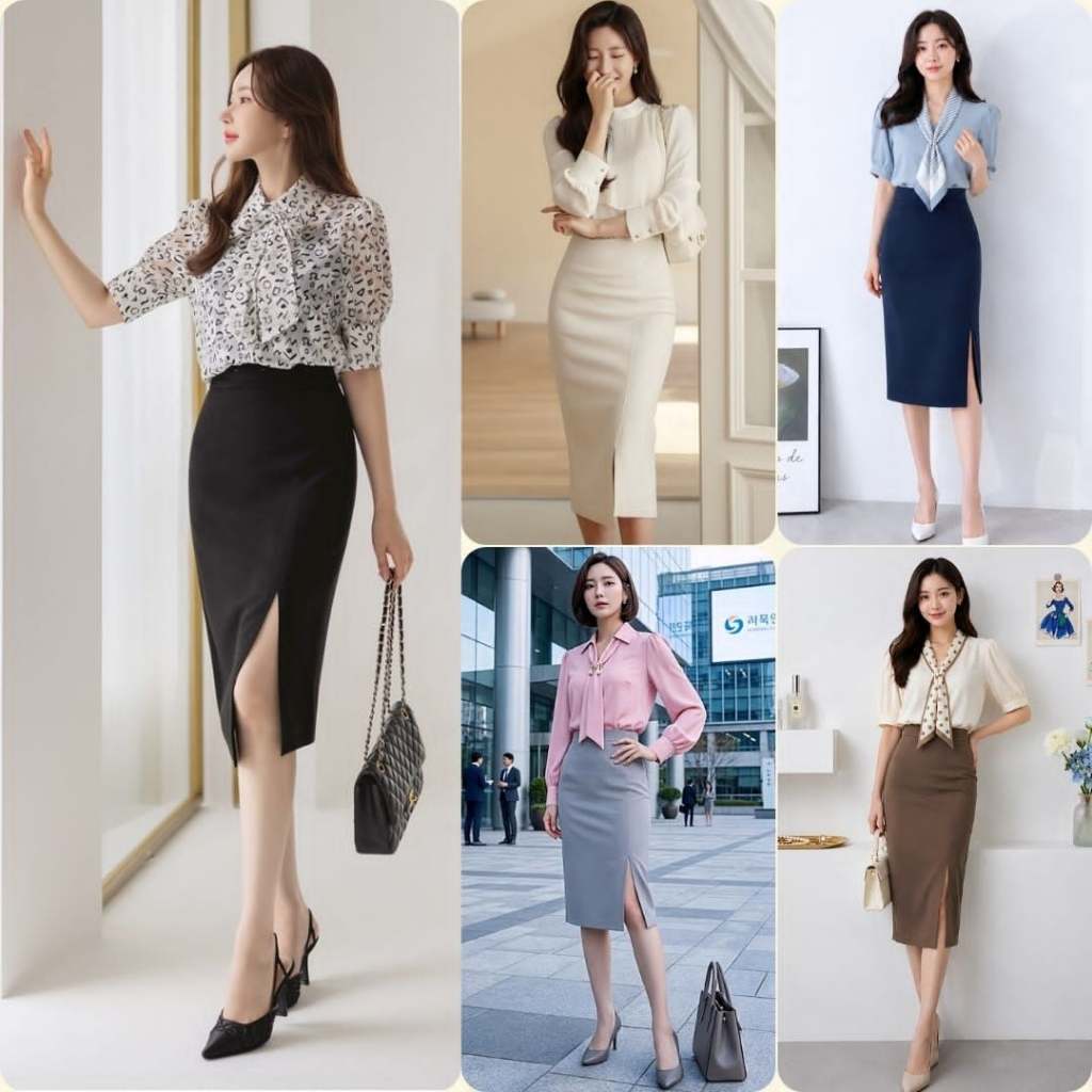 *พร้อมส่ง* R109 กระโปรงผ้าโรเซฟ ทรงดินสอ ทรงสอบ เอวสูง ผ่าหน้า ยาว 25.5 นิ้ว ไซส์ S - 5XL ผ้านิ่ม ยืด ใส่สบาย ไม่ต้องรีด