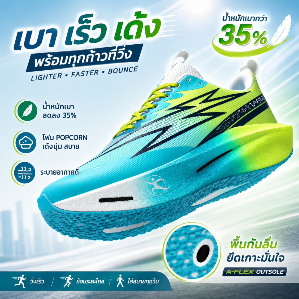 【จัดส่งจากกรุงเทพฯ】 รองเท้าผ้าใบ รองเท้าวิ่ง รองเท้ากีฬา ชายหญิง พื้นหนา กันลื่น ระบายอากาศ น้ำหนักเบา ไซซ์ 36-45