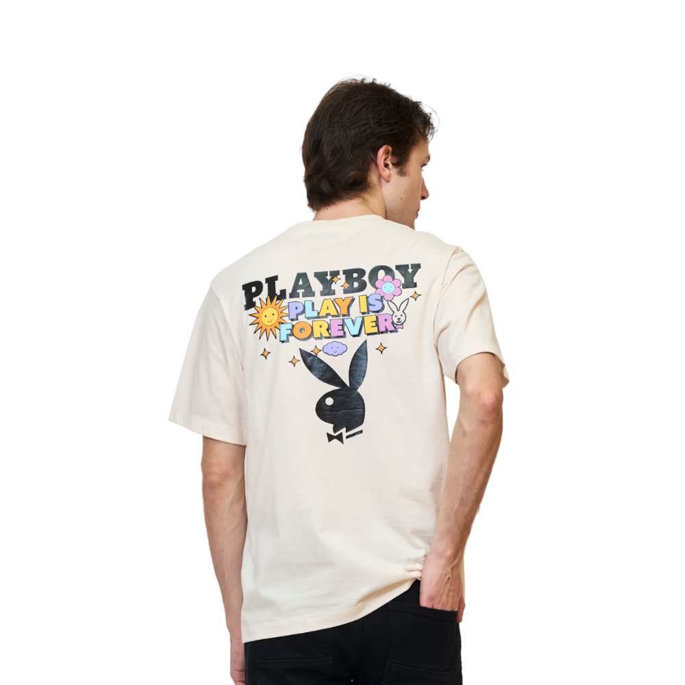PLAYBOY 05PBเสื้อยืด C  เสื้อผ้าผู้ชาย/เสื้อ/เสื้อยืดสีเบจ รุ่น P1MT269TB035BE