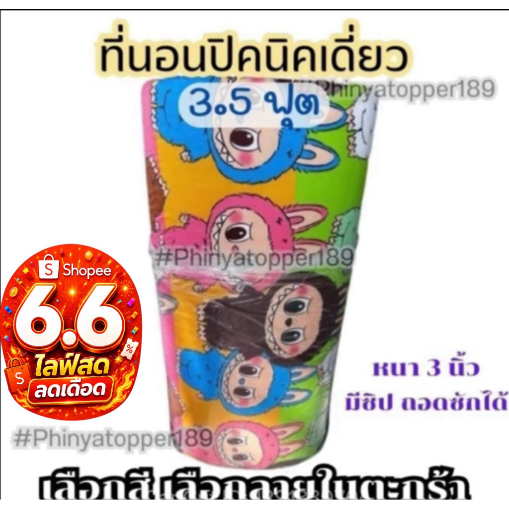 ที่นอนปิคนิคขนาด3.5ฟุตหนา2.5นิ้วเลือกลายได้ระบายอากาศได้ดี