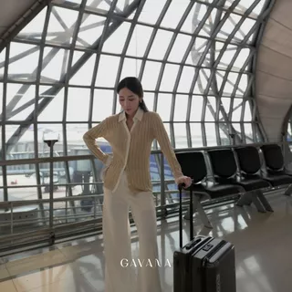 GAVANA✈️ KNIT SHIRT CARDIGAN เสื้อไหมพรมคอปกแขนยาวฉลุลาย เสื้อเดียวจบทุกลุค เรียบหรู แมตช์ง่าย#T26003