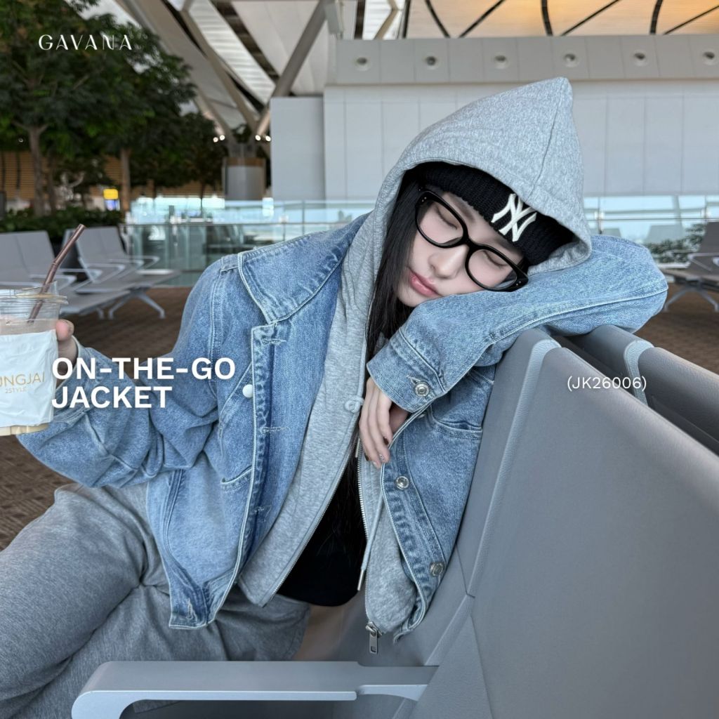 พร้อมส่ง ✅GAVANA ✈️ On-The-Go Jacket เสื้อฮู้ดแจ็กเกตยีนส์ #JK26006