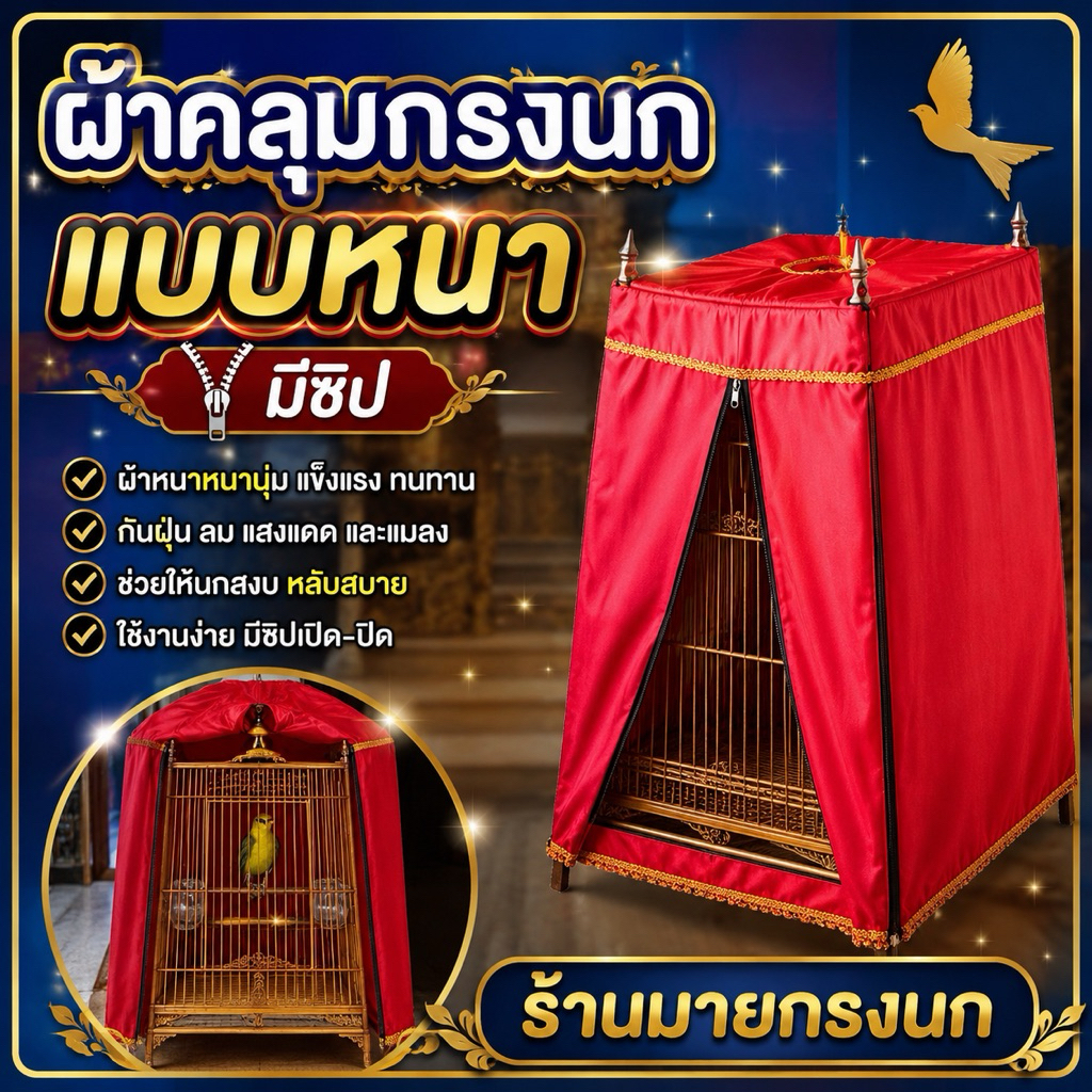❗️รอบนี้ขอคละสี เท่านั้น ผ้าคลุมกรงนก (แบบหนา มีซิป ครบซี่)🐦 🧲อ่านนะค่ะ=ถ้าสีที่สั่งมา ของหมด = ทางร้านจะใส่อื่นไปค่ะ