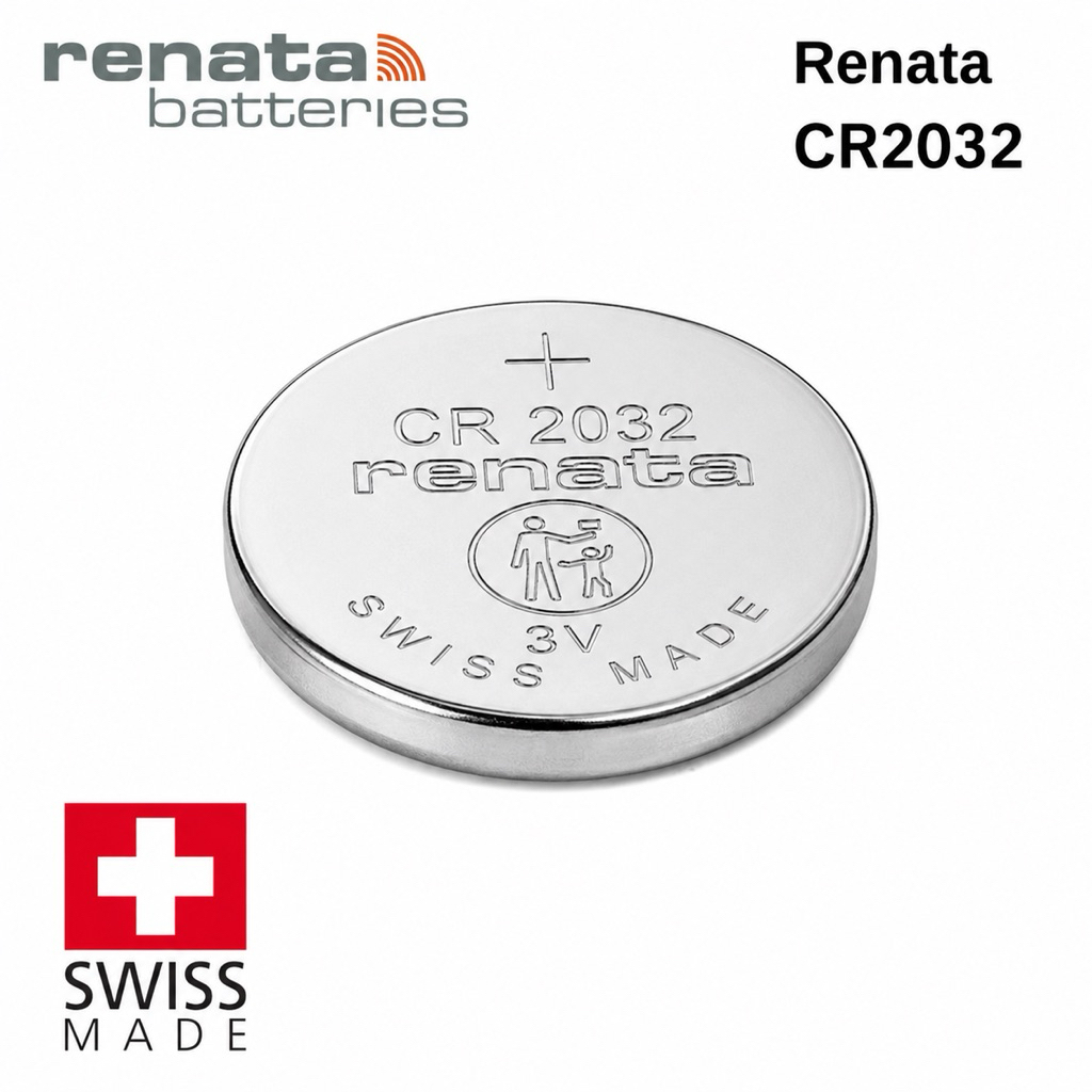 ถ่านกระดุม ถ่านรีโมทรถยนต์ Renata CR2032 , 2032 ของแท้ 100% 3V.