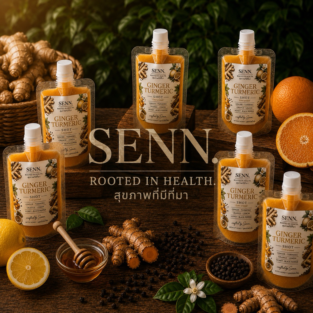 (ผลิตใหม่ทุกวัน) น้ำขิงสกัดเย็น (แท้100%ไม่ผสมน้ำ) ผสมขมิ้น พริกไทยดำ Ginger Shot สูตรเบิร์น ดีท็อกซ์|Senn. แพค5/10/15