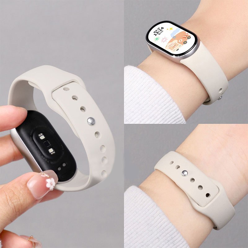 สายรัดซิลิโคนเหลว Xiaomi Mi Band 10 พร้อมหัวเข็มขัดแบบกลับด้าน กันน้ำ สำหรับ Xiaomi 10/9/8 NFC