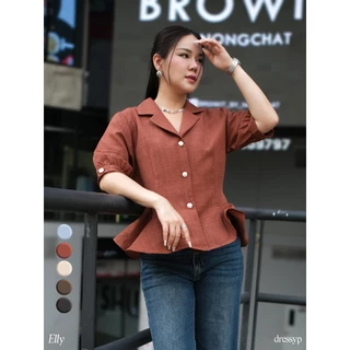 dressyp - Ally เสื้อคอปก ผ้าSerene ทรงปล่อย ชายระบาย ลุคเรียบหรู ใส่สบาย dp379