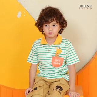 Chelsee เสื้อโปโล แขนสั้น ลายทาง ยีราฟ ผ้า 100%Cotton เด็กผู้ชาย อายุ 1.5-10 ปี เสื้อผ้าเด็กโต รุ่น 128276