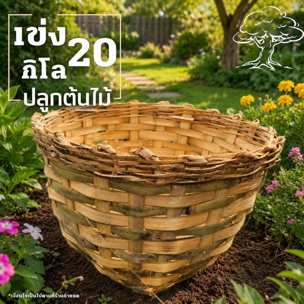 เข่งปลูกต้นไม้ เบอร์ 6 ขนาด 16 นิ้ว เข่ง20กิโล เข่งไม้ไผ่สาน งานจักสานธรรมชาติ (เข่ง20โล1ใบ)