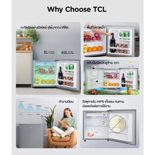 TCL ตู้เย็นมินิบาร์ ขนาด 1.6Q รุ่น RT04XFSDB สีดำ ไร้เสียงรบกวน เหมาะกับออฟฟิศ ห้องนอน รับประกันคอมเพรซเซอร์ 10 ปี