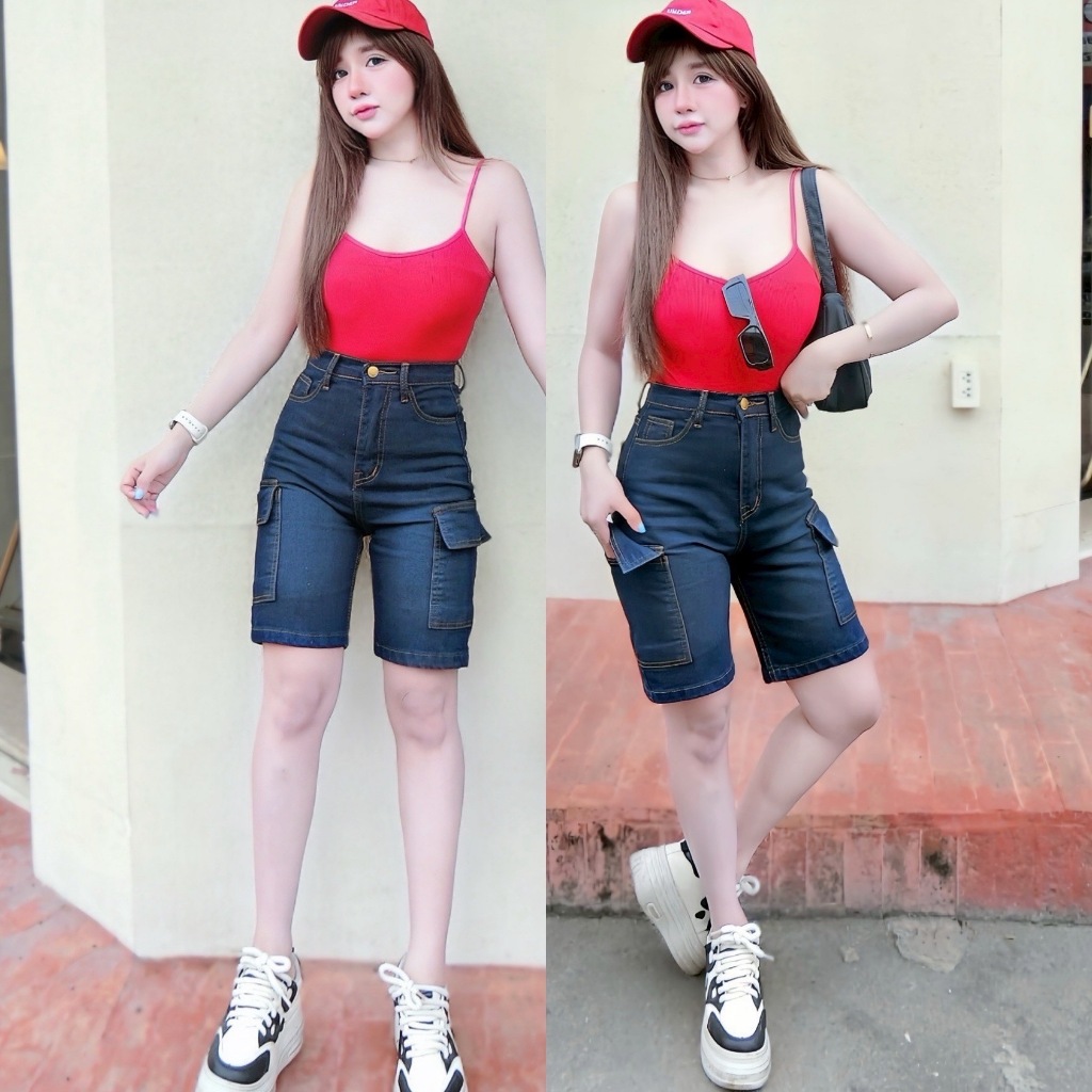 Cc jeans 015 กางเกงยีนส์ ยืด ขา3ส่วน คาร์โก้