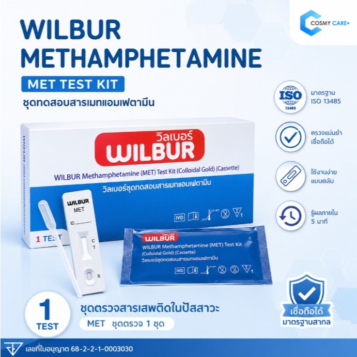 ชุดทดสอบสารในปัสสาวะ ทดสอบสารllอมlฟตามีu  wilbur แบบแผงทดสอบ สะดวกใช้งานง่าย 1 เทส 1ชุด  รวมมิตรชุดตรวจ 【สินค้าพร้อมส่ง】