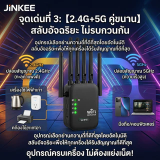 NEW2026 2.4/5G ตัวขยายสัญญาณ WiFi บ้าน ระยะไกล Dual Band WiFi รีพีตเตอร์ ตัวเสริมสัญญาณ WiFi ตัวขยายสัญญาณเราเตอร์