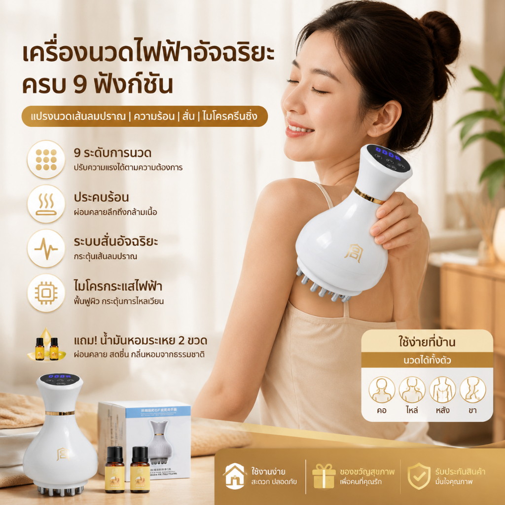 เครื่องนวดไฟฟ้า แปรงนวดแบบเมอริเดียน เครื่องนวดสลายไขมันแบบมือถือ อเนกประสงค์สำหรับทั้งร่างกาย