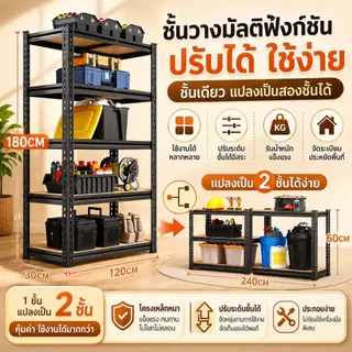 ชั้นวางของชั้นเหล็ก สแตนเลส+ไม้ 3/4/5/6 ชั้น แข็งแรงมากชั้นเหล็กวางสินค้า แข็งแรง ชั้นเก็บอุปกรณ์ ความสูงสามารถปรับได้แ